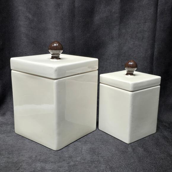 Home Essentials Danbury Collection White Ceramic Square Canister Set - Picture 15 of 16